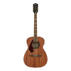 Left-handed Fender Tim Armstrong Hellcat acoustic electric guitar with walnut fingerboard in natural finish, showcasing its body and neck details.