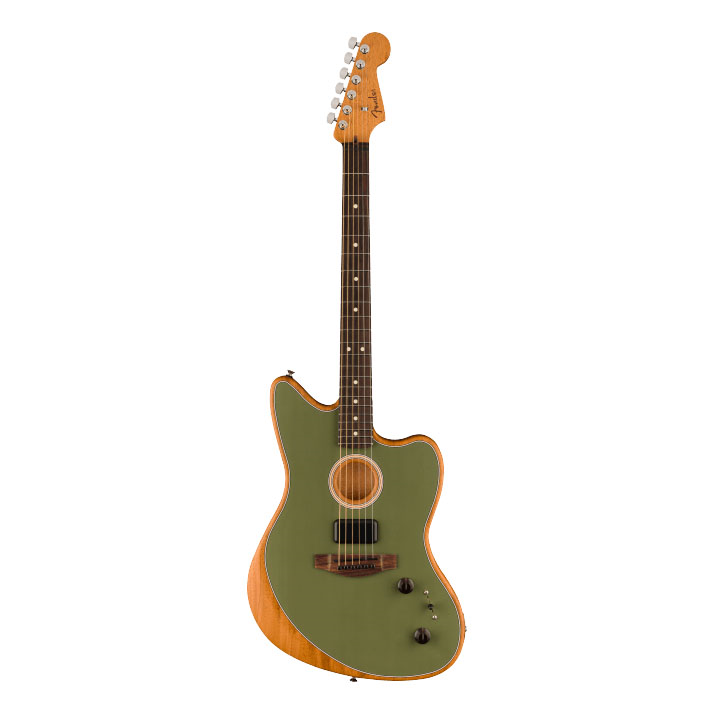 Fender Acoustasonic Player Jazzmaster Electric Guitar with Rosewood Fretboard - Antique Olive