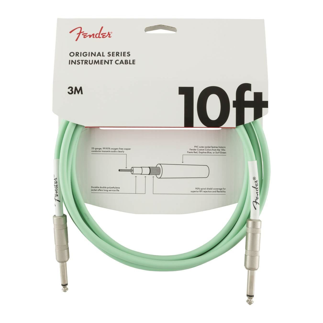 Fender Original Series 10' Instrument Cable - Surf Green