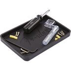 Fender The Arch Guitar Work Station with adjustable support and storage compartments for guitar accessories and maintenance.