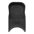 Fender Amperstand™ black guitar cradle holding an electric guitar, designed for secure and stylish instrument support.
