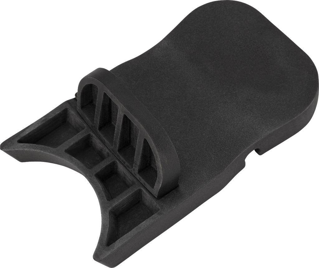 Fender Amperstand™ black guitar cradle holding an electric guitar, designed for secure and stylish guitar display and storage.