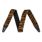 Fender Wild Tiger Print 2-inch guitar strap with bold tiger pattern, adjustable strap for electric and acoustic guitars.
