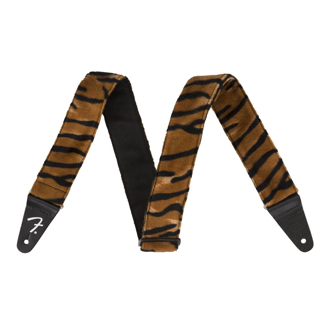 Fender Wild Tiger Print 2-inch guitar strap with bold tiger pattern, adjustable strap for electric and acoustic guitars.
