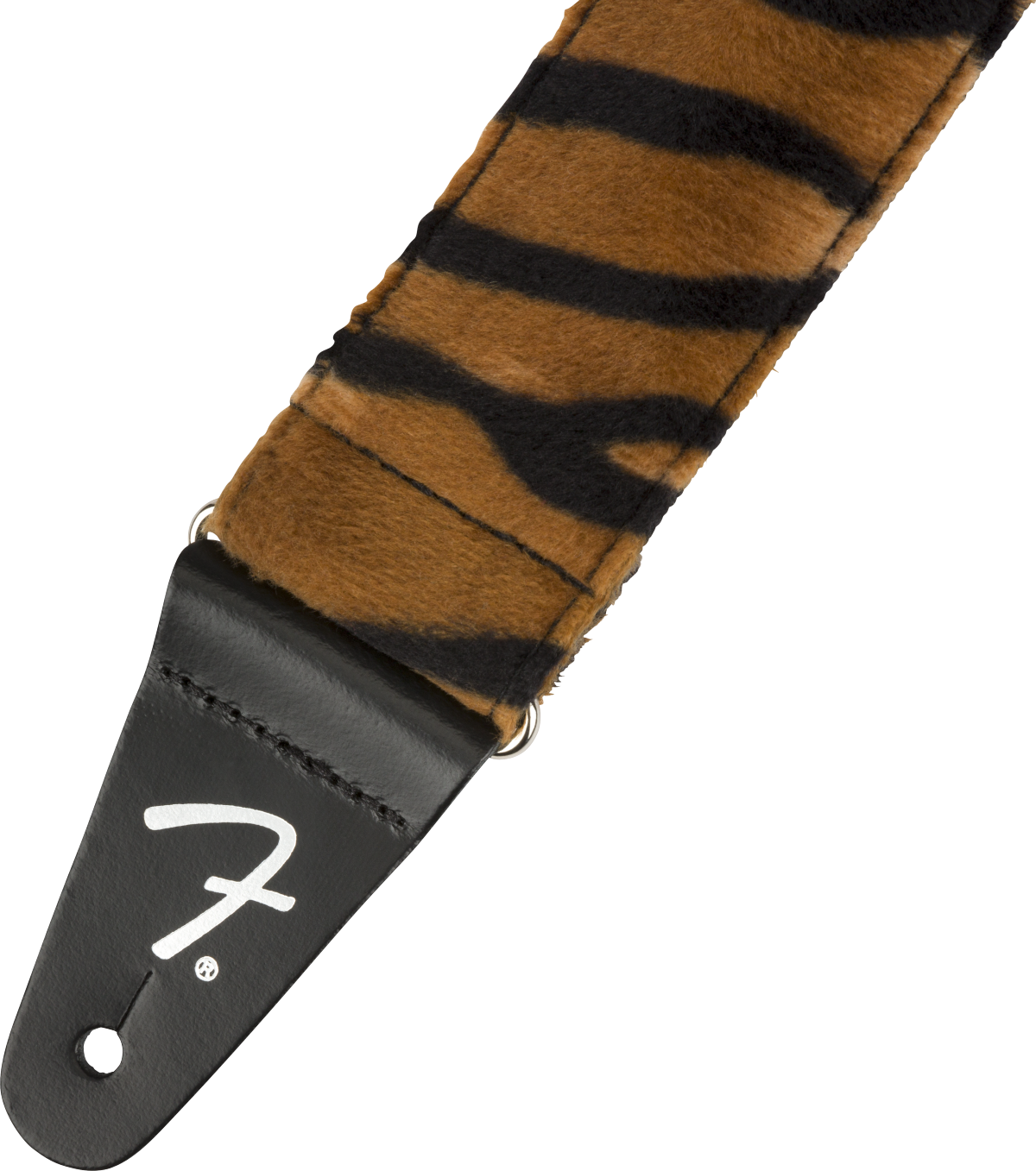 Fender Wild Tiger Print 2-inch guitar strap with bold tiger pattern, adjustable strap for electric or acoustic guitars.