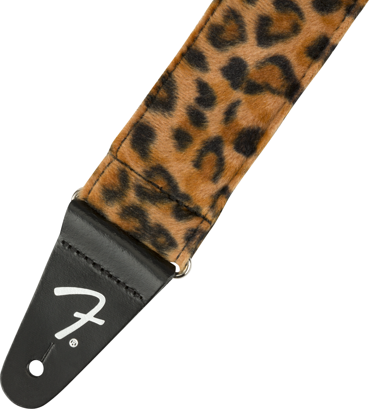 Fender Wild Leopard Print 2-inch guitar strap featuring bold animal print pattern for electric or acoustic guitars