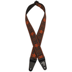 Fender Pasadena woven guitar strap in orange Wallflower color, 2-inch wide, with adjustable strap and detailed woven pattern.