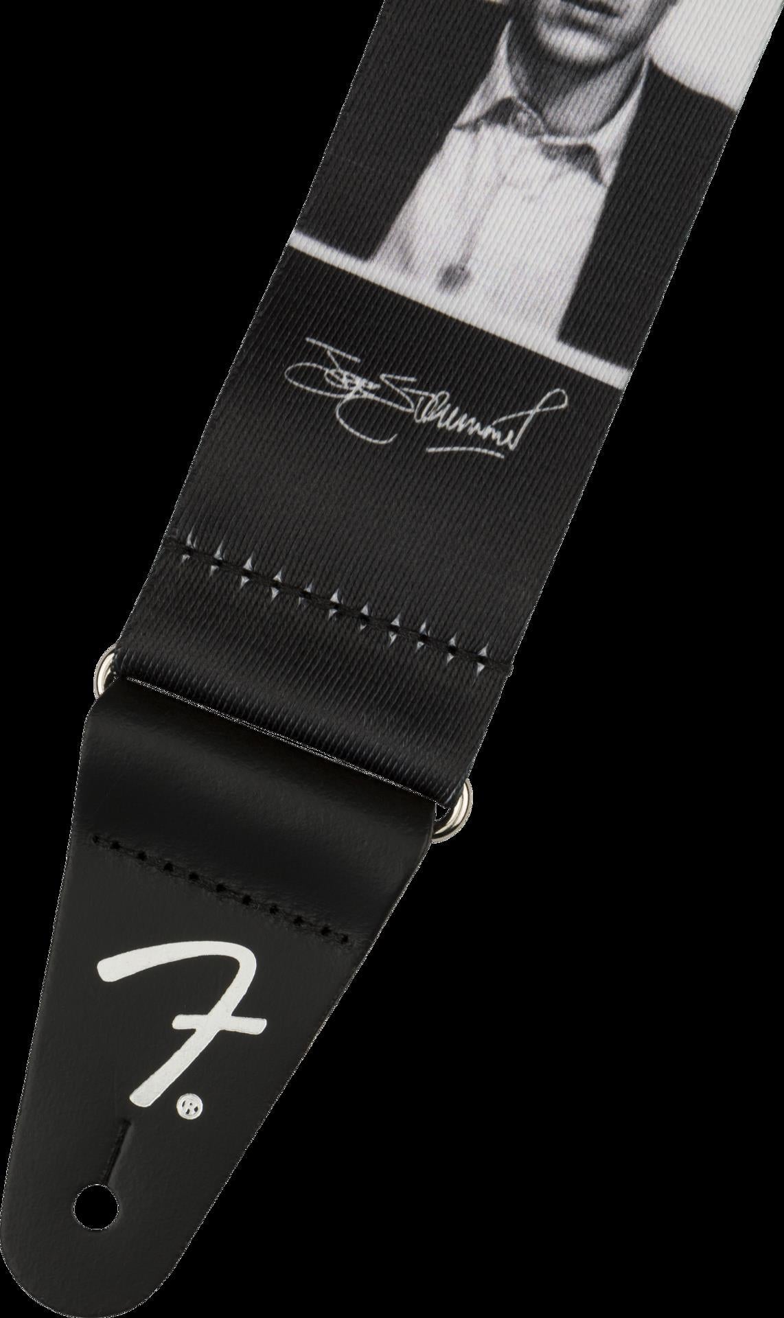 Fender Joe Strummer Know Your Rights polyester guitar strap with printed design, adjustable strap for electric or acoustic guitars.