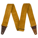 Fender Corduroy Strap Blaze Gold guitar strap with corduroy fabric and adjustable length for comfortable instrument support