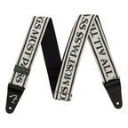 Fender George Harrison All Things Must Pass guitar strap with leather ends and colorful printed design for electric or acoustic guitars