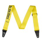 Fender Tom DeLonge To The Stars guitar strap in graffiti yellow with black star design, adjustable strap for electric guitars.
