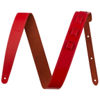 Red Fender Essentials 2-inch leather guitar strap with adjustable design, ideal for comfortable and stylish instrument support.