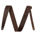 Fender Essentials 2-inch brown leather guitar strap with adjustable length, designed for comfortable playing and durability.