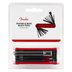 Fender multi tool for guitar and bass accessories, featuring various tools for guitar maintenance and adjustments.
