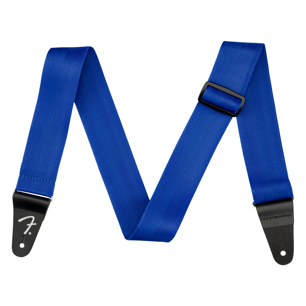 Fender PolyPro Blue Guitar Strap with adjustable length and padded shoulder for comfortable playing.