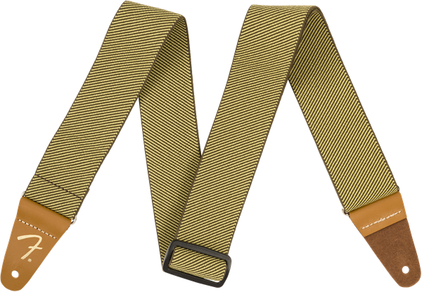 Fender WeighLess Tweed 2-inch guitar strap with padded comfort and vintage tweed design, ideal for electric guitar players.