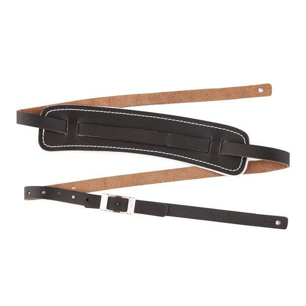 Black Fender Standard Vintage Guitar Strap with adjustable length and leather ends for electric guitar comfort and style.