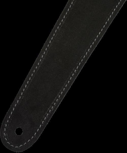 Fender reversible suede 2-inch guitar strap in black and gray, with adjustable length and reinforced ends for secure guitar support.