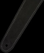 Fender reversible suede 2-inch guitar strap in black and gray, with adjustable length and reinforced ends for secure guitar support.
