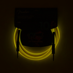 Fender Professional Glow in the Dark 10ft orange guitar lead cable with a durable connector and illuminated design.