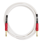 Fender John 5 guitar lead in white and red, 10-foot instrument cable for electric guitars.