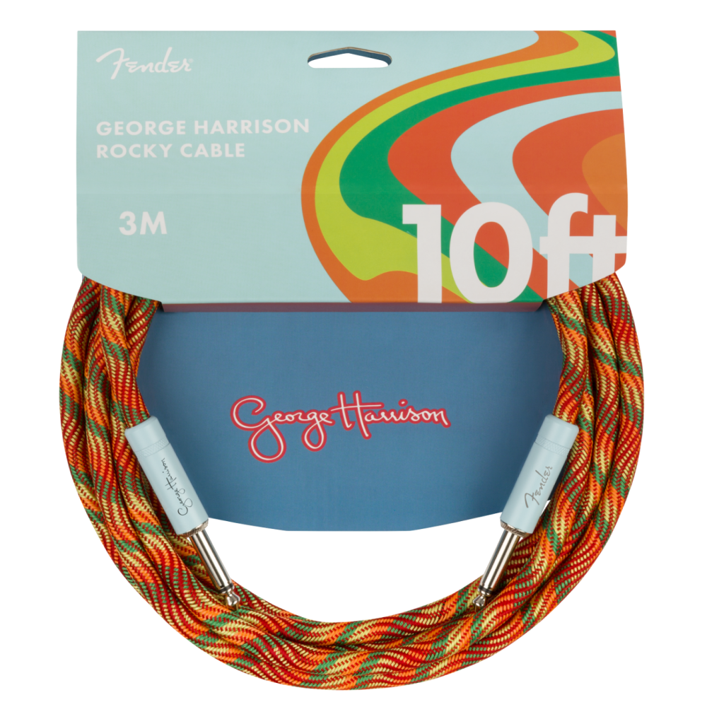 Fender George Harrison Rocky guitar lead cable 10-inch, black instrument cable for electric guitars, high-quality Fender guitar accessory