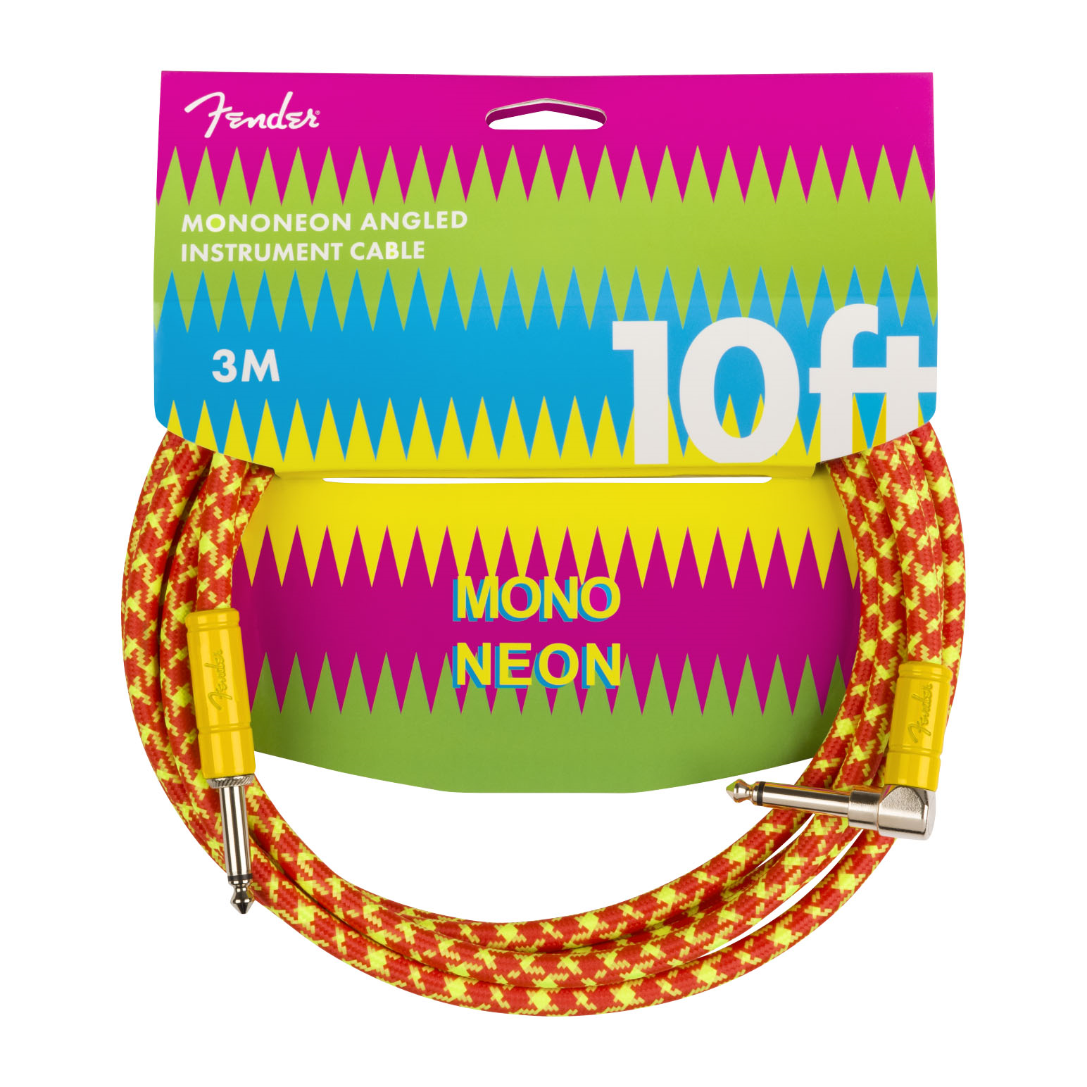 Fender MonoNeon Angled Instrument Cable 10'-Orange