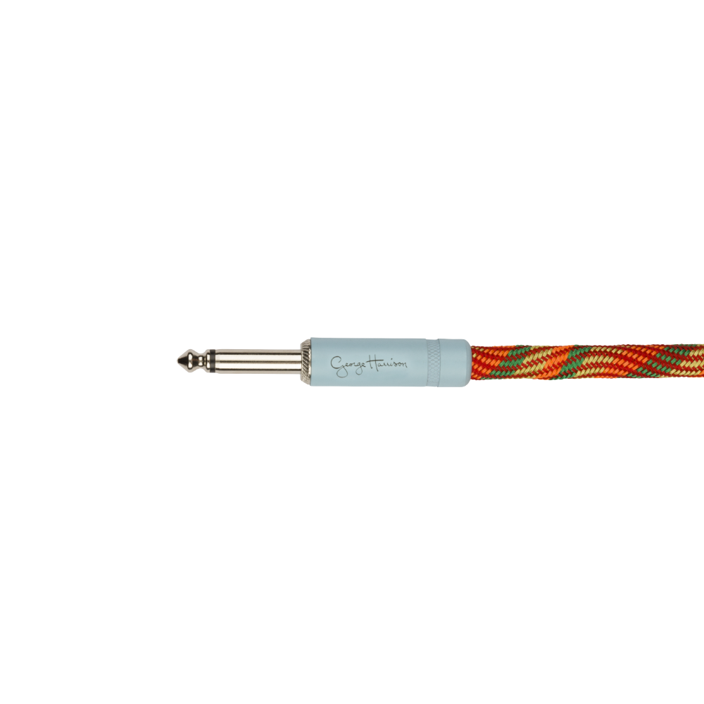 Fender George Harrison Rocky guitar instrument cable, 18.6 inches, high-quality lead for electric guitars, with durable connectors.