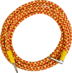 Fender MonoNeon angled 18.6-foot orange guitar cable with durable connectors and flexible design for electric guitar setup