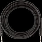 Fender Professional Series 18.6-foot black guitar cable with straight connectors, designed for electric guitar and amplifier connection.
