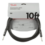 Fender Professional Series 10-foot black guitar cable with straight connectors, designed for high-quality instrument connection.