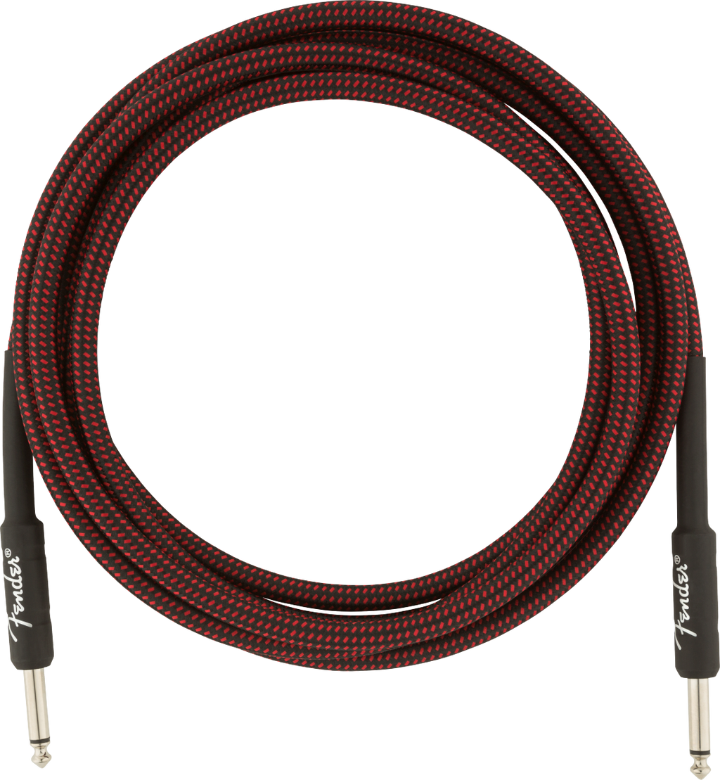 Fender Professional Series 10ft instrument guitar cable in red tweed with connectors, designed for high-quality guitar connections.