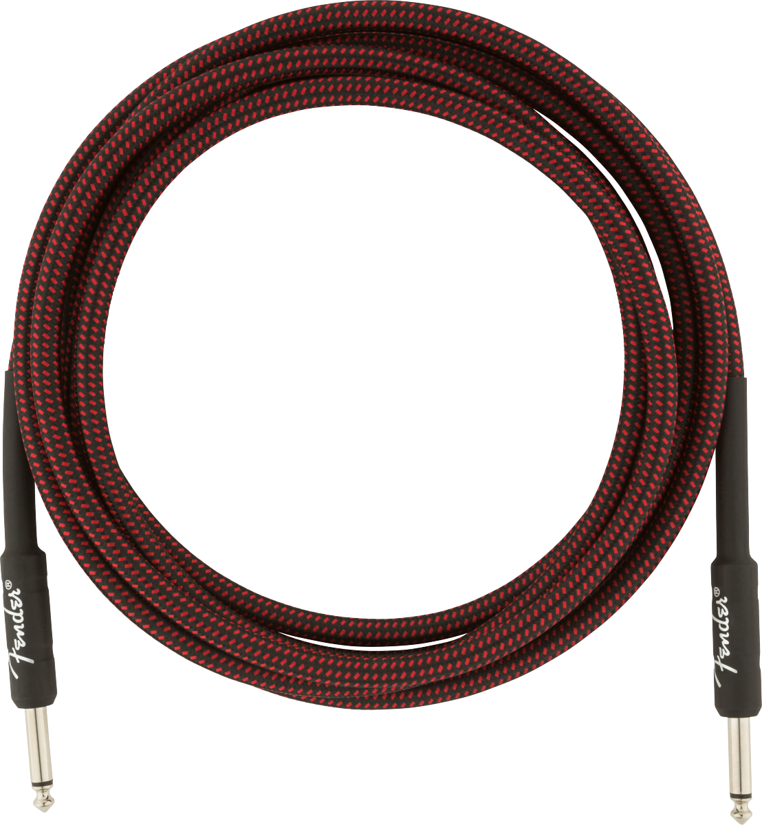 Fender Professional Series 10ft instrument guitar cable in red tweed with connectors, designed for high-quality guitar connections.