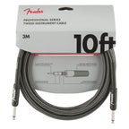 Fender Professional Series 10-foot gray tweed guitar cable with connectors for electric guitar and amplifier.