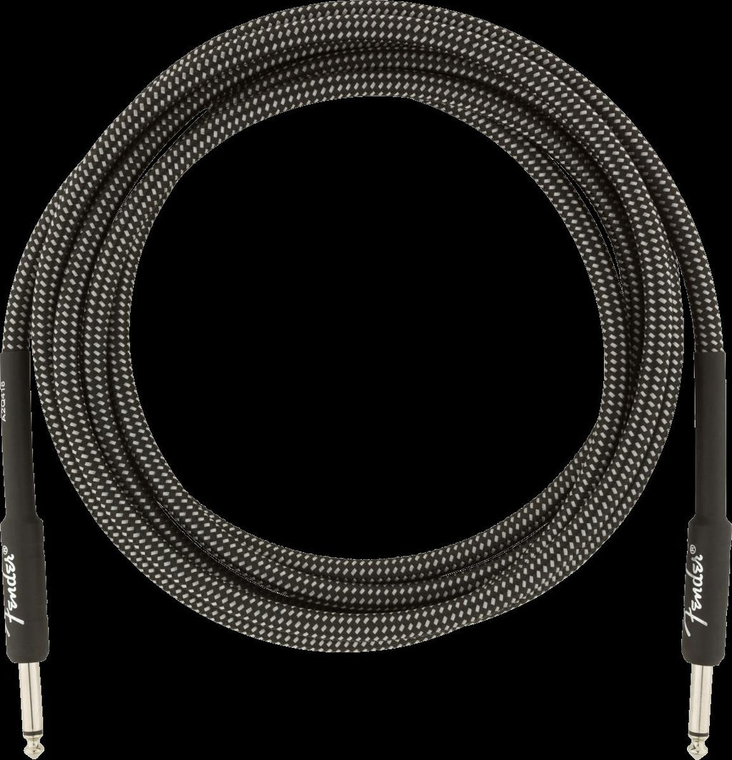 Fender Professional Series 10-foot gray tweed guitar cable, showing the sturdy connector ends and textured cable for electric guitar use.