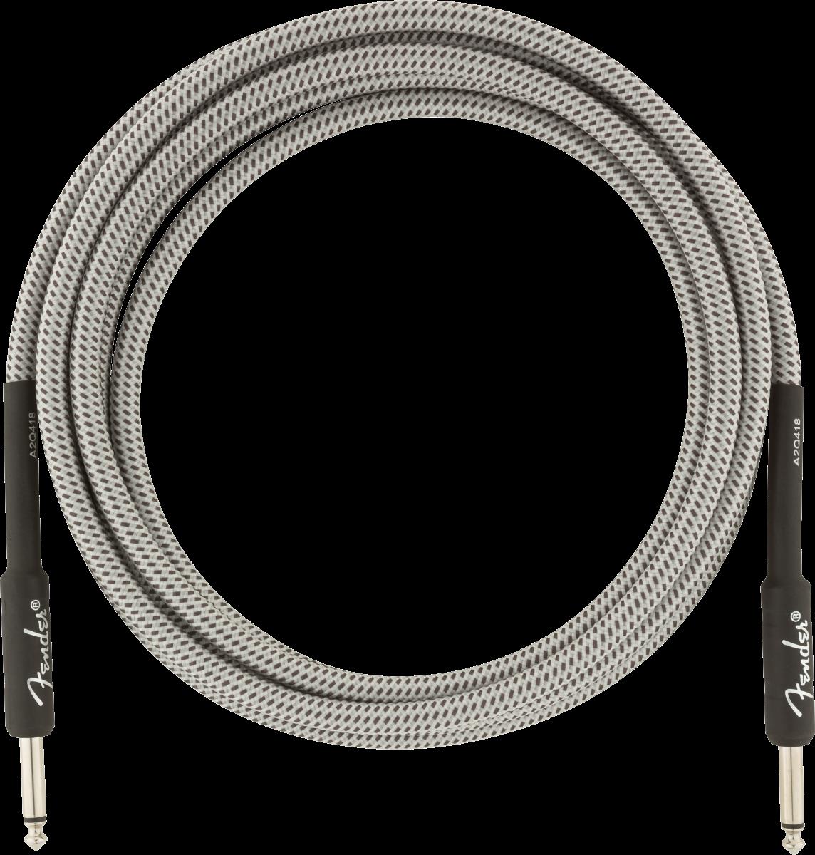 Fender Professional Series 10-foot white tweed guitar cable, high-quality instrument lead for electric guitars.