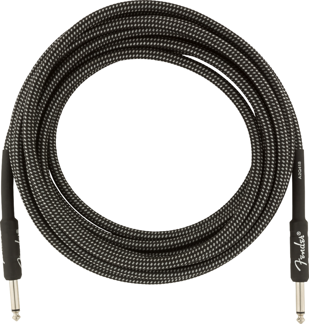 Fender Professional Series 15ft gray tweed guitar cable, high-quality instrument lead for electric guitars and amplifiers.