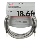 Fender Professional Series 18.6ft white tweed guitar instrument cable with connectors, used for connecting electric guitars to amplifiers.