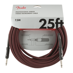 Fender Professional Series 25ft red tweed guitar cable, high-quality instrument lead with durable connectors and vibrant design.