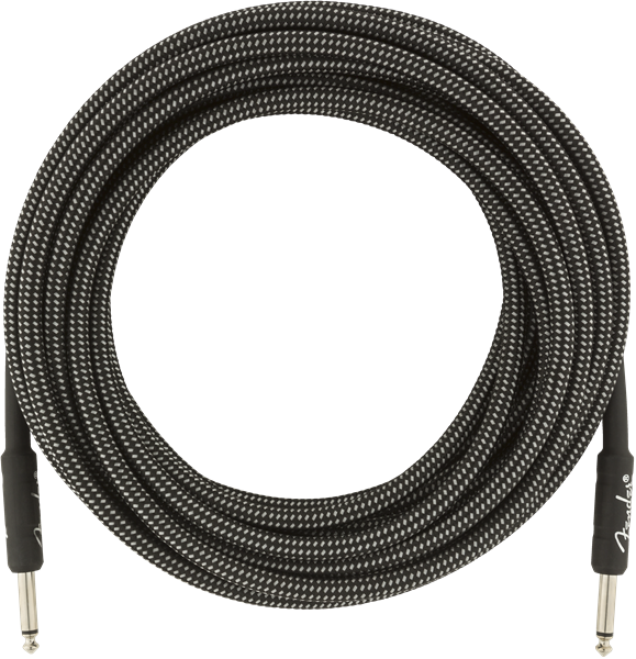 Fender Professional Series 25ft gray tweed guitar cable, high-quality instrument lead with durable connectors and flexible design.