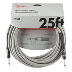 Fender Professional Series 25ft white tweed guitar cable, instrument lead with durable construction and flexible design.