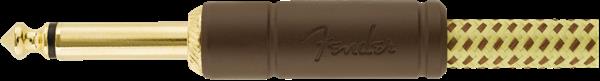 Fender Deluxe Series 10-foot straight instrument guitar cable in tweed color, designed for connecting electric guitars to amplifiers.