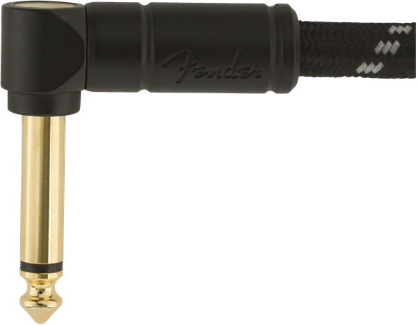 Fender Deluxe Series 10-foot black tweed guitar instrument cable with straight and angle connectors, designed for musical performance.