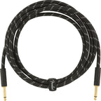 Fender Deluxe Series 10ft black tweed straight guitar cable, high-quality instrument lead with durable connectors.
