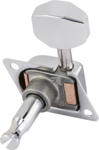 Set of six chrome Fender 70s F-Style Stratocaster/Telecaster guitar tuners, original style guitar parts with detailed metal finish.