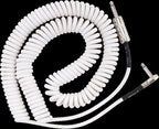 Fender Hendrix Voodoo Child white guitar cable connecting electric guitar to amplifier, high-quality Fender guitar lead.
