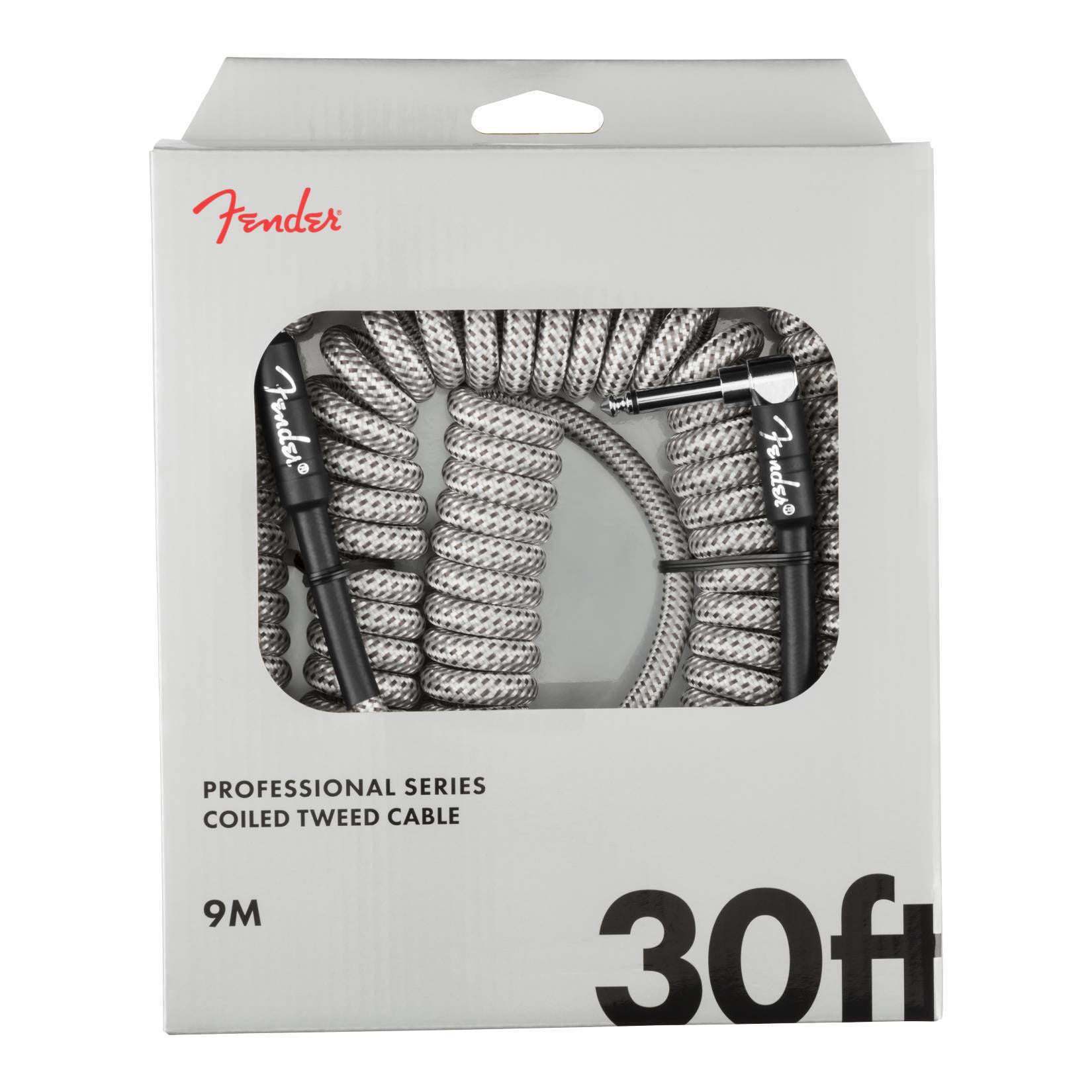 Fender Professional Coil 30ft Guitar Cable in White Tweed