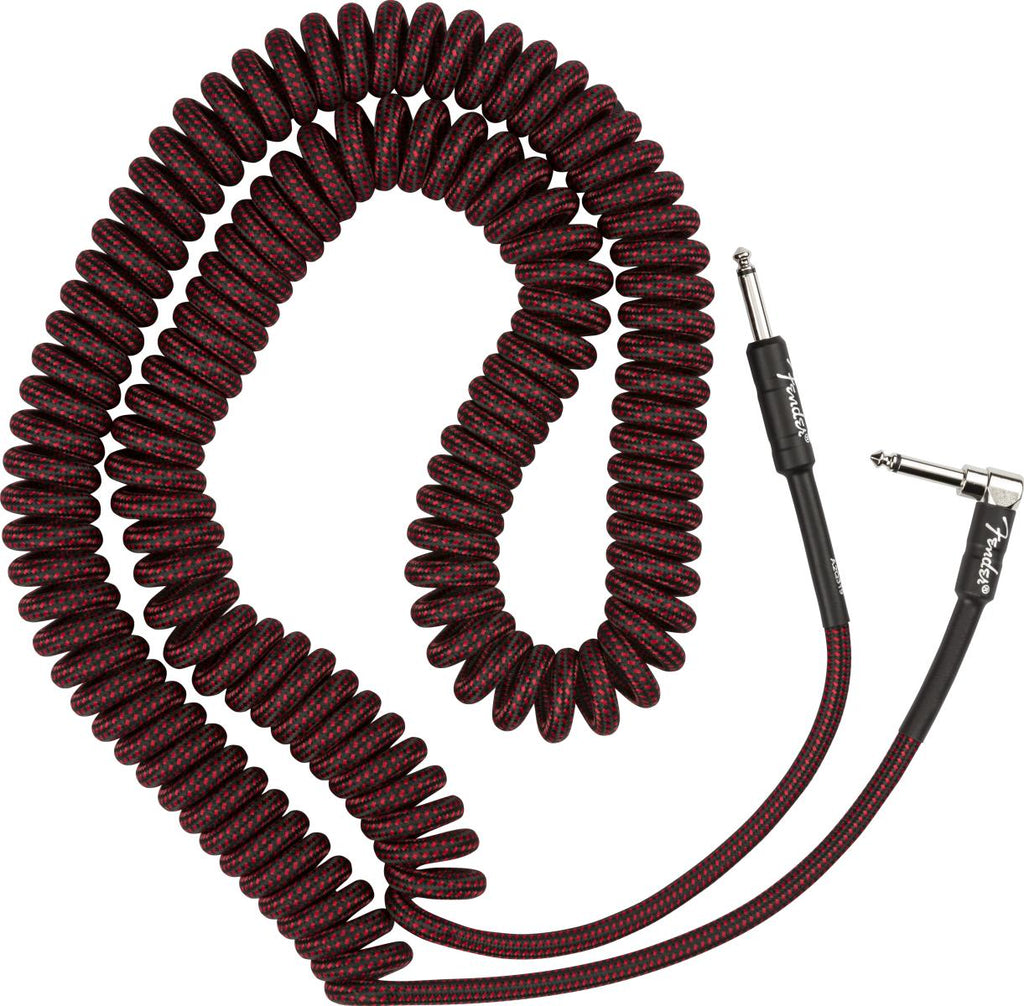 Fender Professional 30ft red Tweed guitar cable, high-quality coil lead for electric guitars, with durable connectors and flexible design.