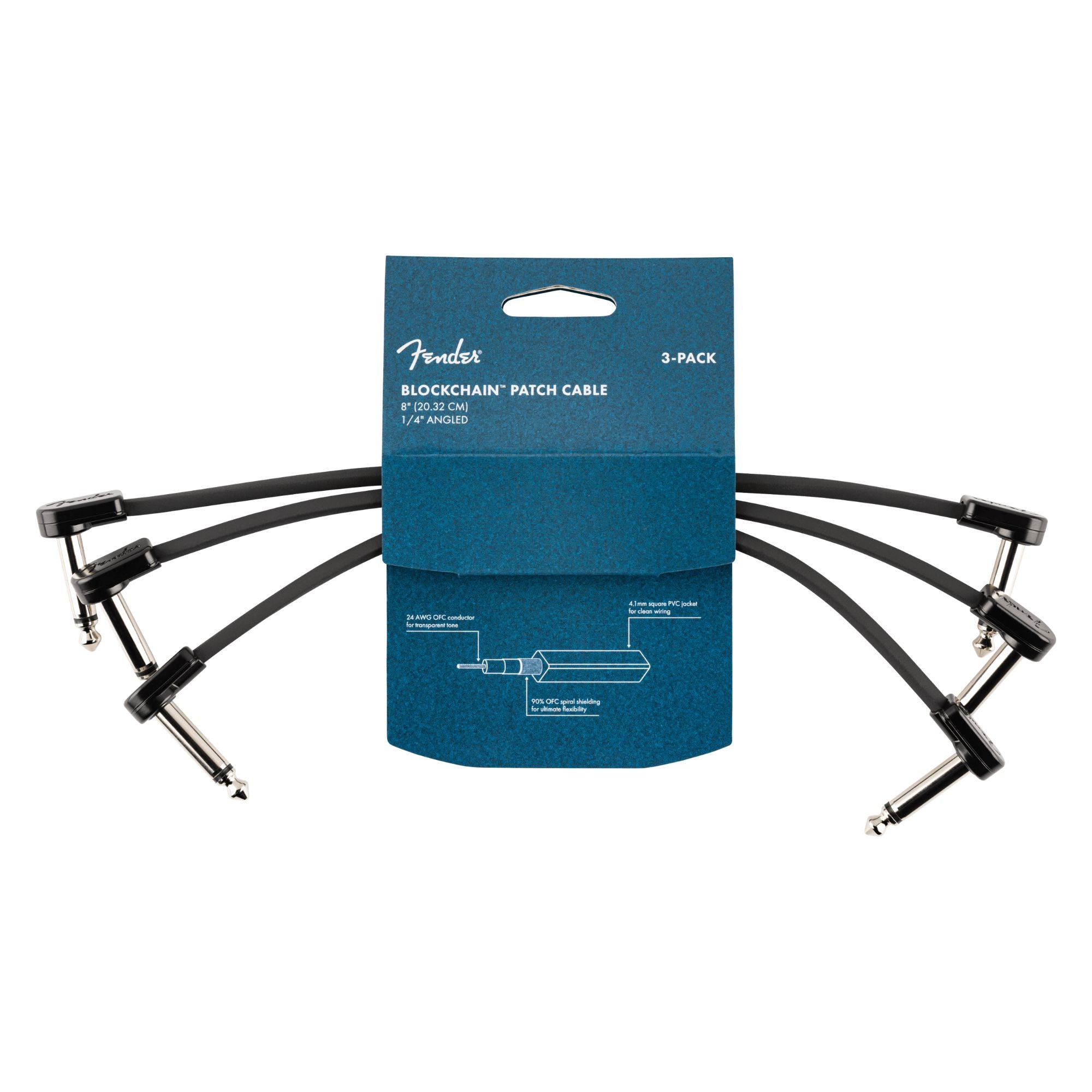 Fender Blockchain 8" Patch Cable 3-Pack Angle/Angle