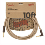Fender Festival Pure Hemp 10ft angled guitar cable in natural hemp, designed for electric guitar connections.